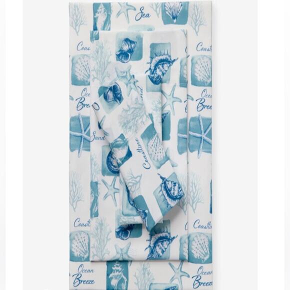 Brylane homes Coastal Printed Microfiber Sheet Set - Picture 1 of 4